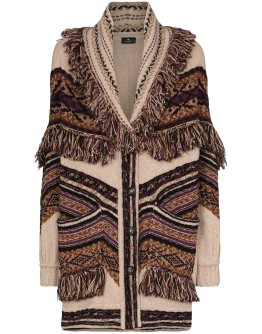 fringe intarsia-knit cardigan