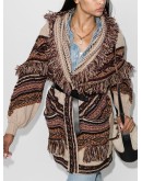 fringe intarsia-knit cardigan