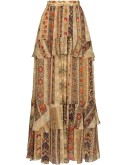 tapestry print silk maxi skirt