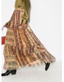 tapestry print silk maxi skirt