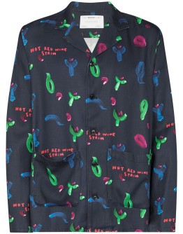 graphic-print shirt jacket
