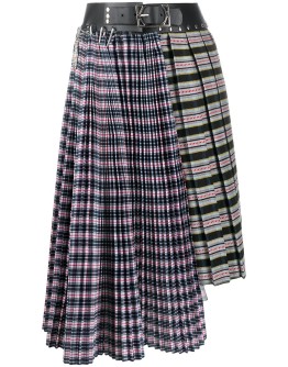 tartan-print asymmetric skirt 