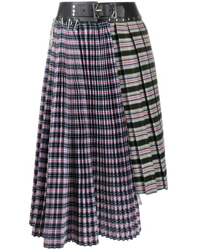 tartan-print asymmetric skirt 