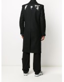 double-breasted logo print coat