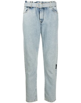 bleached-effect slim-fit jeans