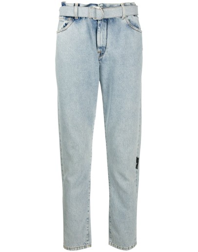 bleached-effect slim-fit jeans