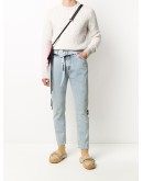 bleached-effect slim-fit jeans