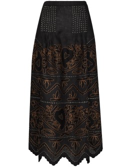 Mirella embroidered linen skirt