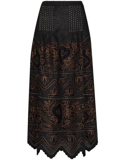 Mirella embroidered linen skirt