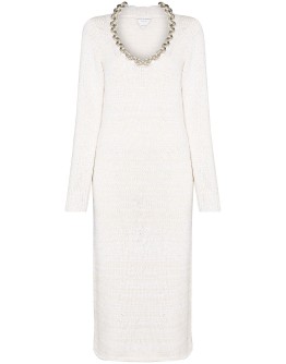 chain-trim cotton dress