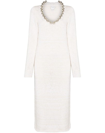 chain-trim cotton dress