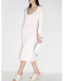 chain-trim cotton dress