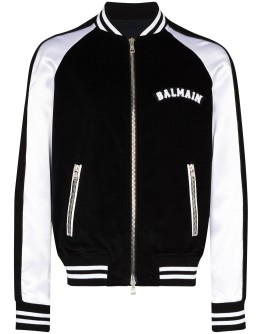 logo-appliqued bomber jacket