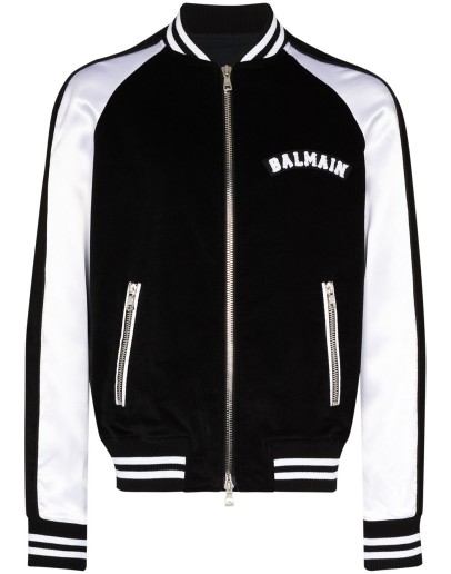 logo-appliqued bomber jacket