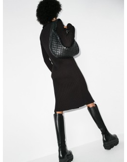 ribbed-knit midi dress