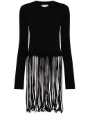 fringed wool-blend top