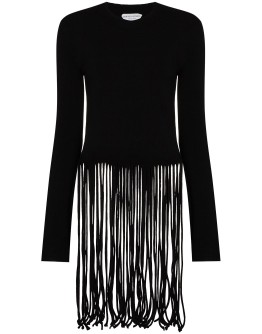 fringed wool-blend top