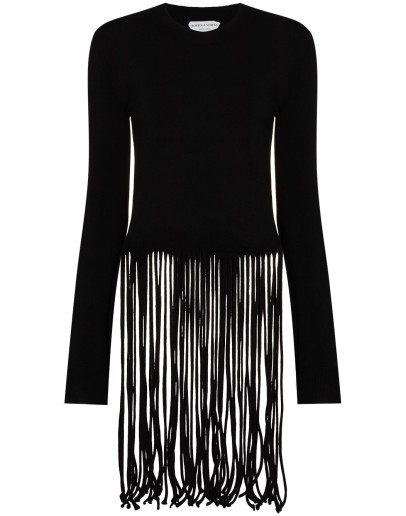 fringed wool-blend top