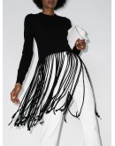 fringed wool-blend top