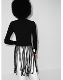 fringed wool-blend top