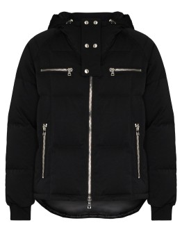 logo-print hooded puffer jacket