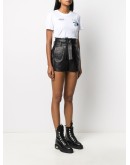 logo print tie waist shorts