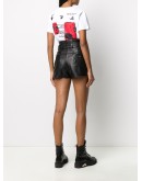 logo print tie waist shorts