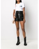 logo print tie waist shorts