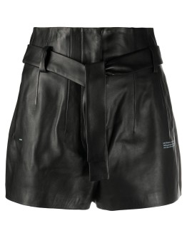logo print tie waist shorts