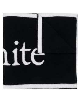 LOGO FELTED WOOL SCARF  BLACK WHITE