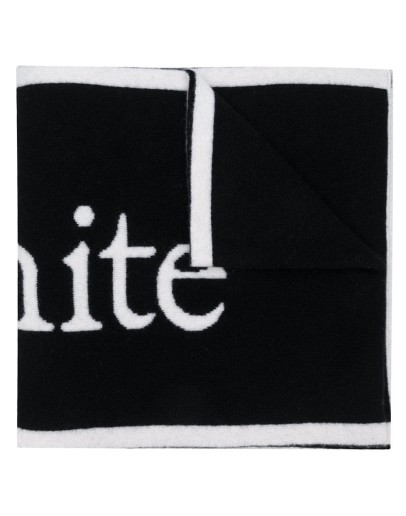 LOGO FELTED WOOL SCARF  BLACK WHITE