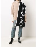 LOGO FELTED WOOL SCARF  BLACK WHITE