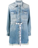 frayed Industrial belted denim dress