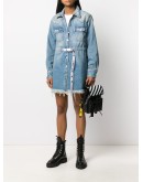 frayed Industrial belted denim dress
