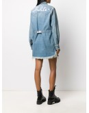 frayed Industrial belted denim dress