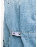 frayed Industrial belted denim dress