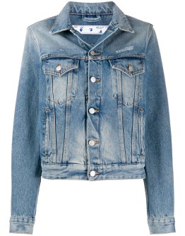 logo-embroidered short denim jacket