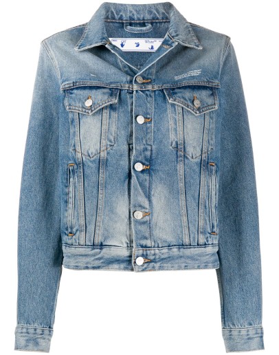 logo-embroidered short denim jacket