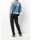 logo-embroidered short denim jacket