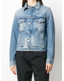 logo-embroidered short denim jacket