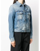 logo-embroidered short denim jacket