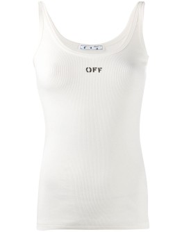 logo-print ribbed tank top