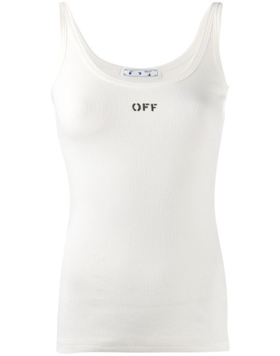 logo-print ribbed tank top
