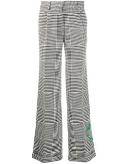 bold check print straight-leg trousers