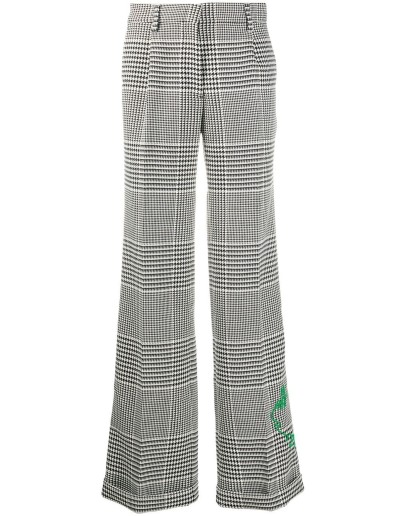 bold check print straight-leg trousers