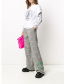 bold check print straight-leg trousers