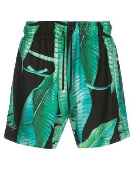 banana leaf satin shorts