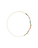 Alaia 18kt gold-plated pearl rainbo necklace