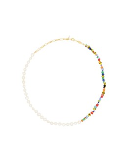 Alaia 18kt gold-plated pearl rainbo necklace