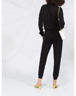 crepe mesh jumpsuit